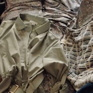 Green Button-Up Dress With Belt